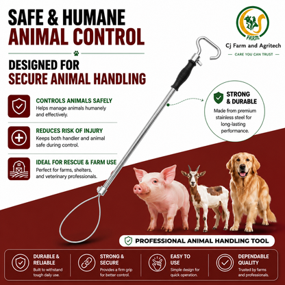 Stainless Steel Animal Control Pole | Dog Catcher Pole, Pig Holder & Livestock Catcher | Safe & Humane Animal Handling Tool cjfarms.in