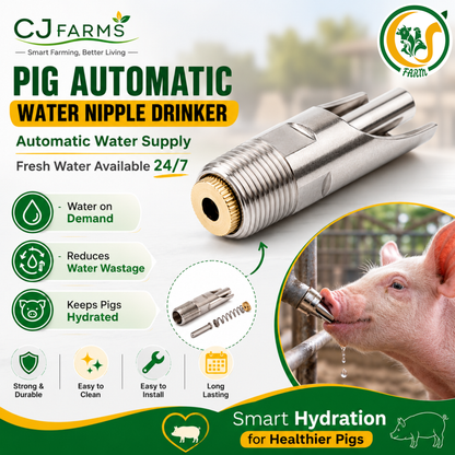 Stainless Steel 1/2 Inch Automatic Pig Nipple Drinker (Pack of 5) | SS 202 Grade Heavy-Duty Hog Water Nipple for Pigs & Piglets cjfarms.in