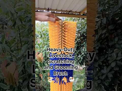 Livestock Scratching Brush for Cattle, Horses, Goats & Sheep | Heavy-Duty 60cm Full-Round Self-Grooming & Massage Brush | Easy-Mount Farm & Dairy Animal Grooming Tool