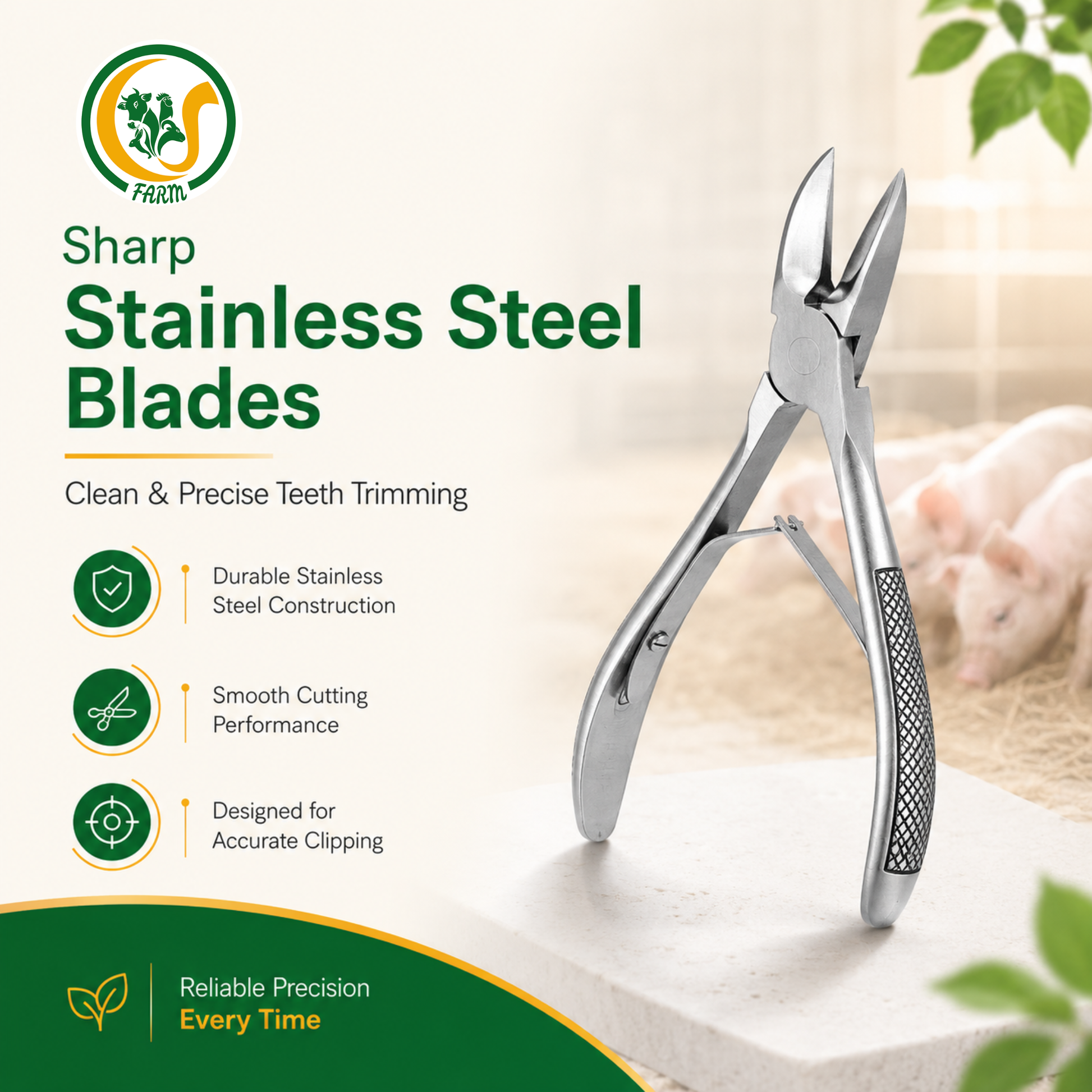 Stainless Steel Piglet Teeth Cutter | Durable Piglet Teeth Clipping Tool for Safe & Hygienic Livestock Care cjfarms.in